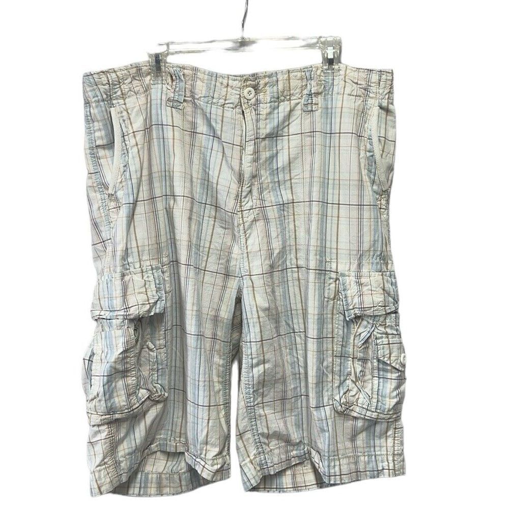 Nautica Jeans Co Mens Size 40 Plaid Cotton Cargo Shorts